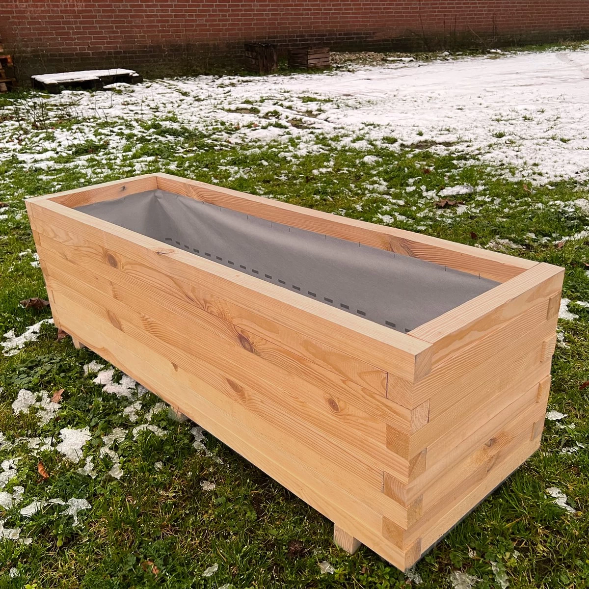 AMISHOUT - Plantenbak Van Balkjes 120x40x40 Cm - Natuural 1 AMISHOUT - Plantenbak Van Balkjes 120x40x40 Cm - Natuural