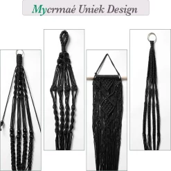 4 Stuks Luxe Macrame Plantenhangers - Boho Handgeweven Katoen Hangpot Voor Binnen/Buiten - Hangende Bloempot Met Kralen - Macramé Touw/Koord Hangplant Houder - Bohemian Wandhanger Decoratie - Plant Hanger - Verticale Tuin Bloempothouder Planthanger -Tuin En Buiten 1200x1200 482