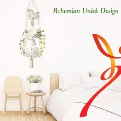 Macramé 3-Laags Hangende Fruitmand - Bohemian Mand Plantenhanger - Handgemaakt Katoen Touw Fruitschaal Hangmand - Boho Ophangbaar Etagere - Decoratieve Fruit Schaal/Basket - Opbergmand Organizer - Keuken/Balkon Decoratie - Hangpot Voor Binnen/Buiten -Tuin En Buiten 1200x1200 501