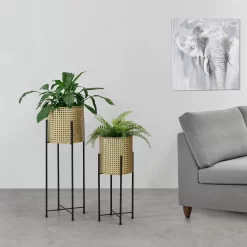 Bloempot Op Standaard Mol Set Van 2 Zwart En Goud 12 Bloempot Op Standaard Mol Set Van 2 Zwart En Goud -Tuin En Buiten 1200x1200 518