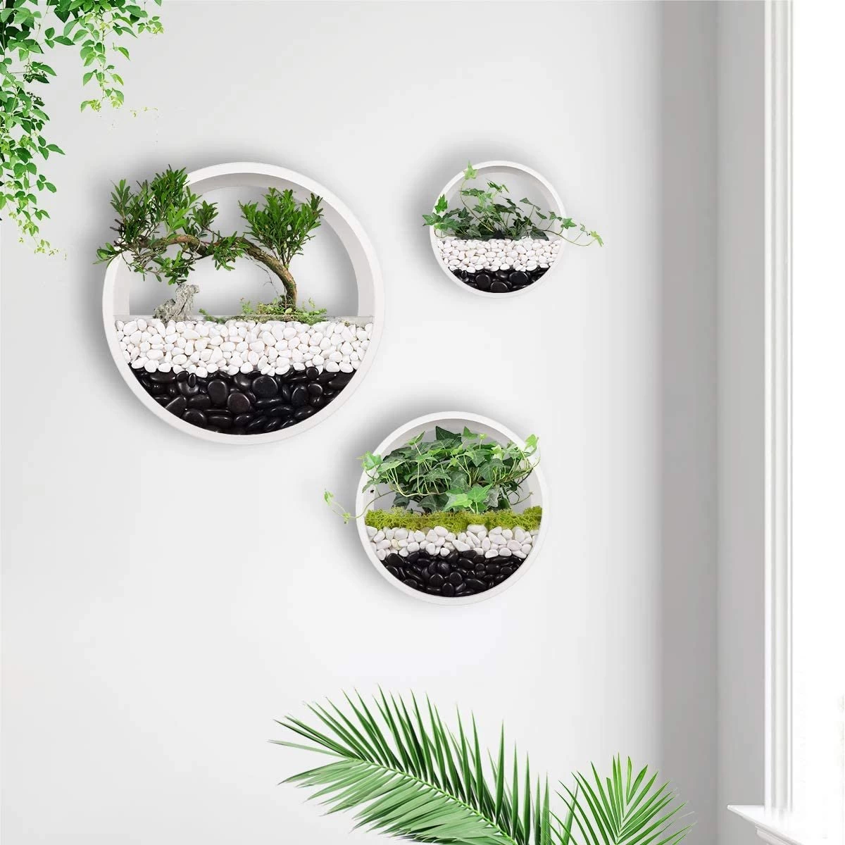 Loodi - Wand Decoratie - Ronde Stijlvolle Muur Plantenbak - Wit - 40x40x7cm 1 Loodi - Wand Decoratie - Ronde Stijlvolle Muur Plantenbak - Wit - 40x40x7cm