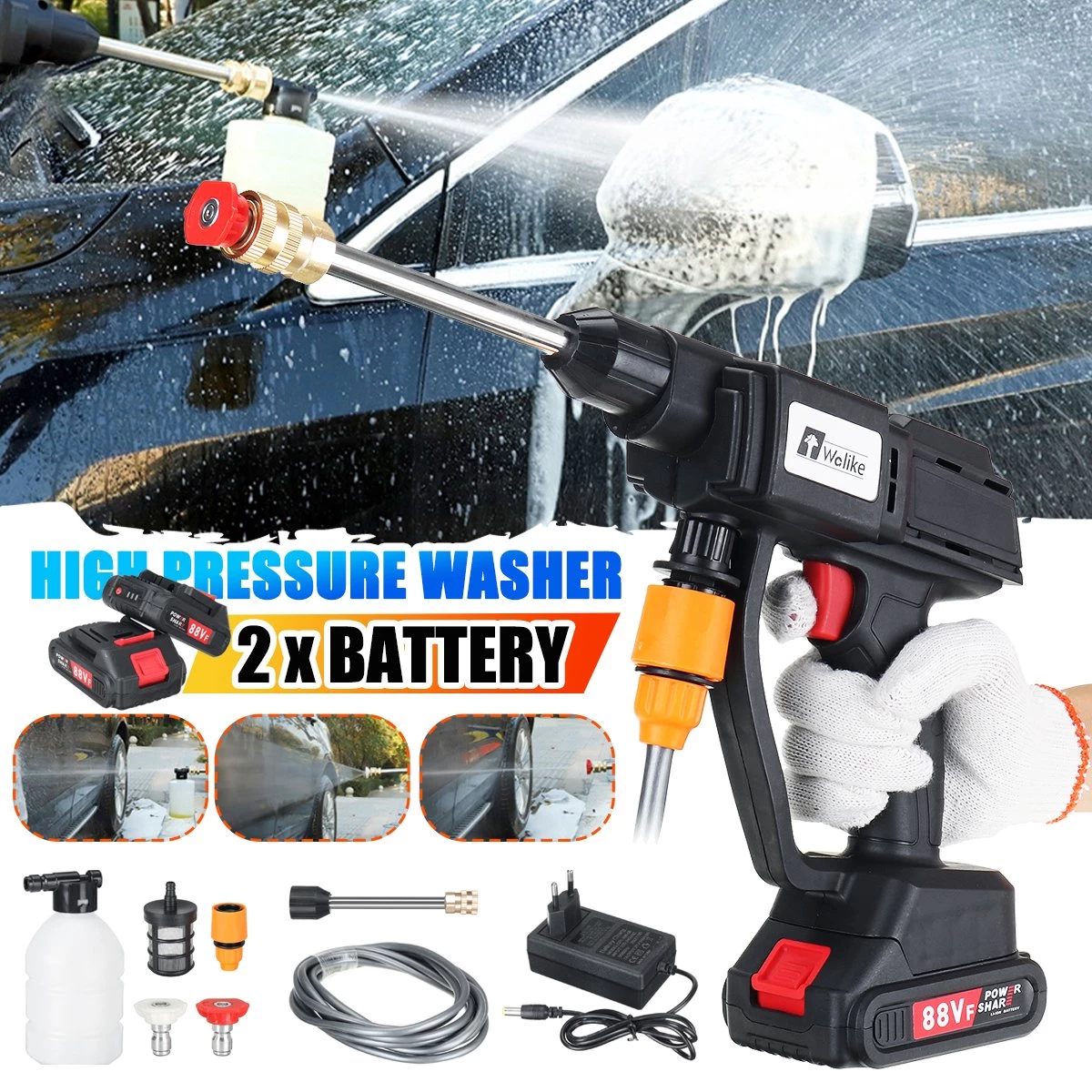 Merkloos Elektrische Accu-Hogedrukreiniger - 20Bar - Multifunctioneel Mondstuk - Draagbaar Oplaadbaar Snoerloos - Reinigingsspuitpistool - Met Rijke Accessoires - Voor Makita 18V-batterij - Voor Auto, Tuin, Terras, Raam (Zwart) 1 Merkloos Elektrische Accu-Hogedrukreiniger - 20Bar - Multifunctioneel Mondstuk - Draagbaar Oplaadbaar Snoerloos - Reinigingsspuitpistool - Met Rijke Accessoires - Voor Makita 18V-batterij - Voor Auto, Tuin, Terras, Raam (Zwart)