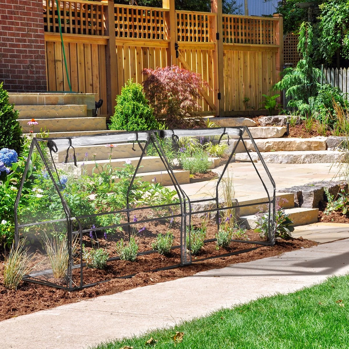 Relaxdays Kweekkas Pvc Met 2 Deuren - Lage Foliekas - Kleine Tuinkas - Plantenkas Tuin 4 Relaxdays Kweekkas Pvc Met 2 Deuren - Lage Foliekas - Kleine Tuinkas - Plantenkas Tuin - Afbeelding 4