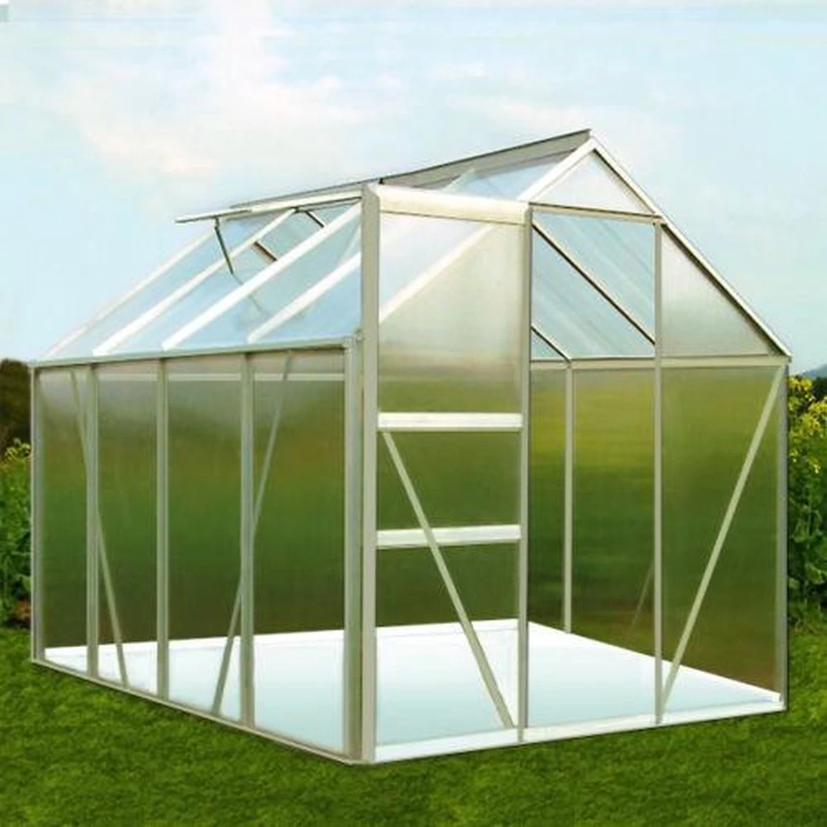 Gardebruk Aluminium Kas 4,75 M² - Fundament & Regengoot - 250x190cm 16 Gardebruk Aluminium Kas 4,75 M² - Fundament & Regengoot - 250x190cm - Afbeelding 16