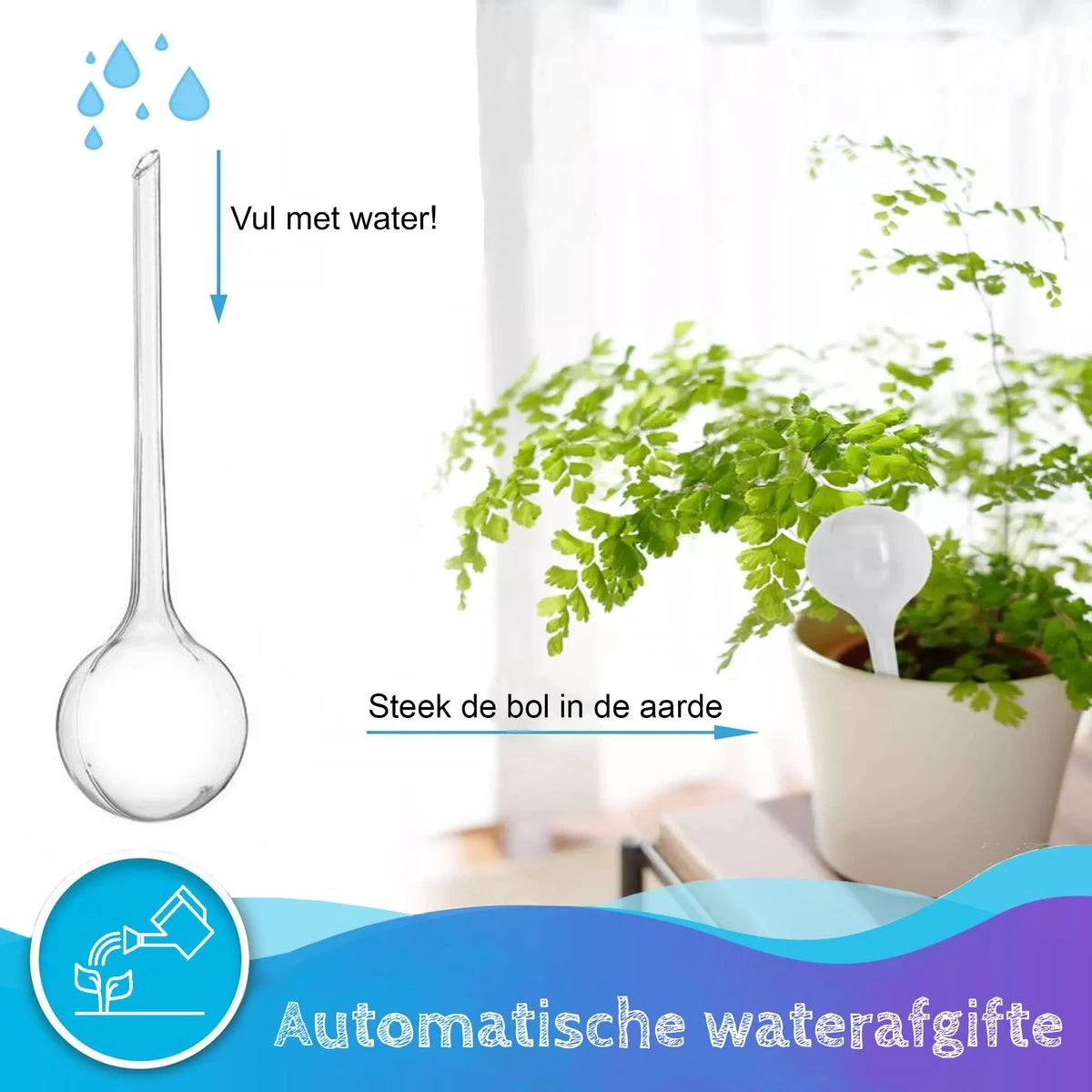 Summer Spark Waterdruppelaar Voor Planten 6 Stuks Transparant – 27 CM X 8 CM – 250 ML – Automatisch Watergeefsysteem Voor Kamerplanten – Planten Watergever Met Druppelsysteem – Waterbol 4 Summer Spark Waterdruppelaar Voor Planten 6 Stuks Transparant – 27 CM X 8 CM – 250 ML – Automatisch Watergeefsysteem Voor Kamerplanten – Planten Watergever Met Druppelsysteem – Waterbol - Afbeelding 4