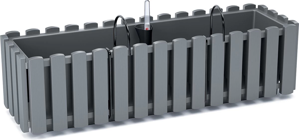 Prosperplast Fence-look Ophang Plantenbak/bloembak Kunststof 58 X 18 X 16 Cm Steengrijs Met Handige Droogtemeter Voor Binnen/buiten 2 Prosperplast Fence-look Ophang Plantenbak/bloembak Kunststof 58 X 18 X 16 Cm Steengrijs Met Handige Droogtemeter Voor Binnen/buiten - Afbeelding 2