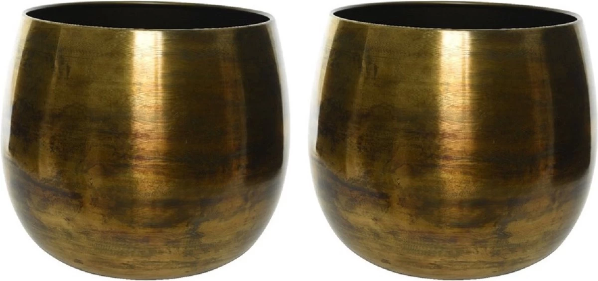 Decoris Bloempot - Goud - Zink - Voor Kamerplant - D33 X H34 Cm - Plantenpotten 2 Decoris Bloempot - Goud - Zink - Voor Kamerplant - D33 X H34 Cm - Plantenpotten - Afbeelding 2