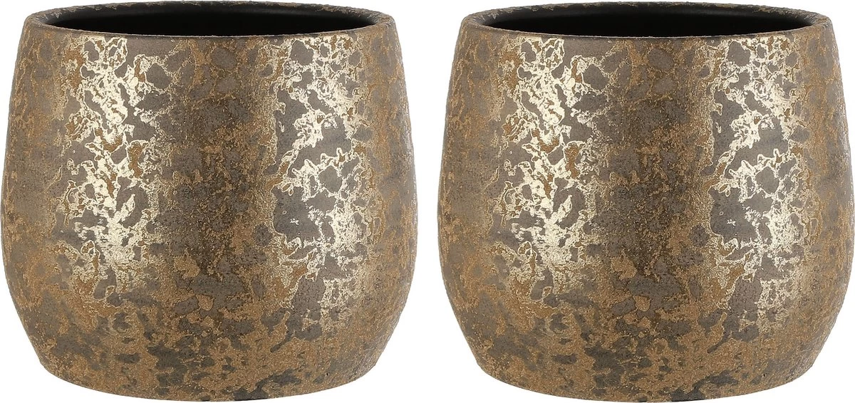 Mica Decorations Clemente Bloempot - H25,5 X Ø32 Cm - Terracotta - Goud 2 Mica Decorations Clemente Bloempot - H25,5 X Ø32 Cm - Terracotta - Goud - Afbeelding 2
