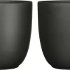 Mica Decorations Plantenpot Tusca - 2x - Zwart - Keramiek - Mat - D19.5/H18.5 Cm