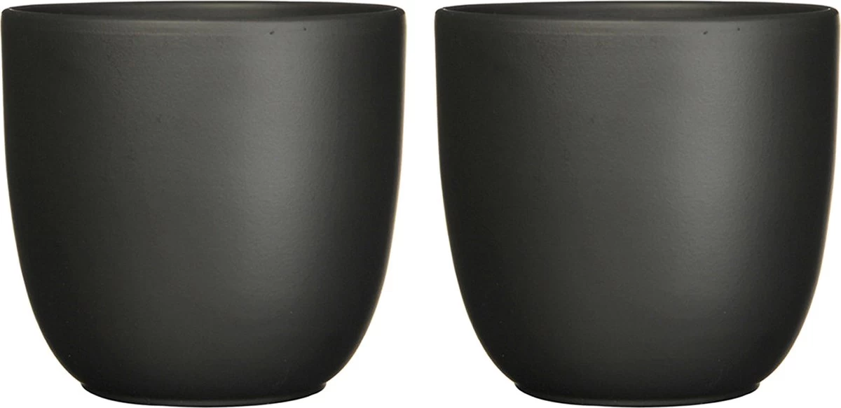 Mica Decorations Plantenpot Tusca - 2x - Zwart - Keramiek - Mat - D19.5/H18.5 Cm 1 Mica Decorations Plantenpot Tusca - 2x - Zwart - Keramiek - Mat - D19.5/H18.5 Cm
