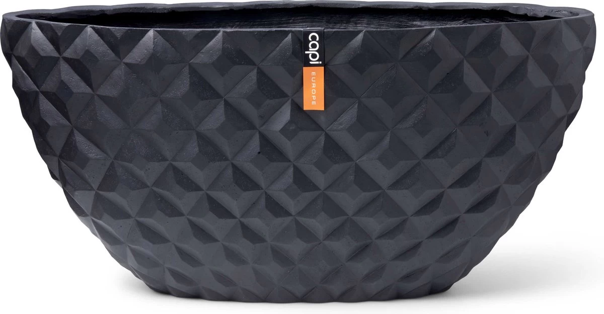 Capi Europe - Bloempot Ovaal Heraldry - 60x35 - Zwart - Bloempot Voor Binnen - BSBI841 1 Capi Europe - Bloempot Ovaal Heraldry - 60x35 - Zwart - Bloempot Voor Binnen - BSBI841