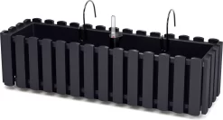 Prosperplast Fence-look Ophang Plantenbak/bloembak Kunststof 58 X 18 X 16 Cm Antraciet Grijs Met Handige Droogtemeter Voor Binnen/buiten