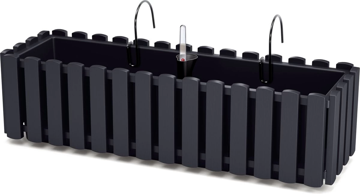 Prosperplast Fence-look Ophang Plantenbak/bloembak Kunststof 58 X 18 X 16 Cm Antraciet Grijs Met Handige Droogtemeter Voor Binnen/buiten 1 Prosperplast Fence-look Ophang Plantenbak/bloembak Kunststof 58 X 18 X 16 Cm Antraciet Grijs Met Handige Droogtemeter Voor Binnen/buiten