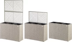 Casaria Polyrattan Bloembak – 3 Bakken Klimophek - Crème -Tuin En Buiten 1200x697