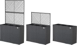 Casaria Polyrattan Plantenbak - Met Klimoprek - 3 Bakken Zwart -Tuin En Buiten 1200x704