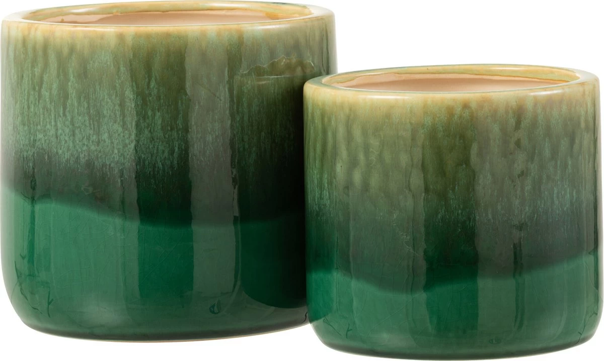 J-Line Bloempot Elise Keramiek Groen Large 4 J-Line Bloempot Elise Keramiek Groen Large - Afbeelding 4