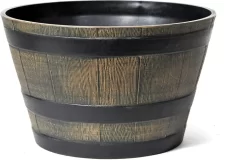 Bloembak Kunststof Houtnerf / Donker "taps Model" D44.5xH27