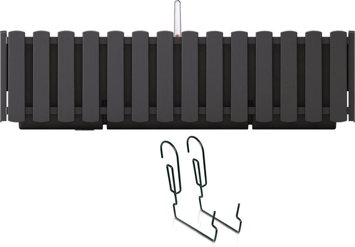 Prosperplast Fence-look Ophang Plantenbak/bloembak Kunststof 58 X 18 X 16 Cm Antraciet Grijs Met Handige Droogtemeter Voor Binnen/buiten 2 Prosperplast Fence-look Ophang Plantenbak/bloembak Kunststof 58 X 18 X 16 Cm Antraciet Grijs Met Handige Droogtemeter Voor Binnen/buiten - Afbeelding 2