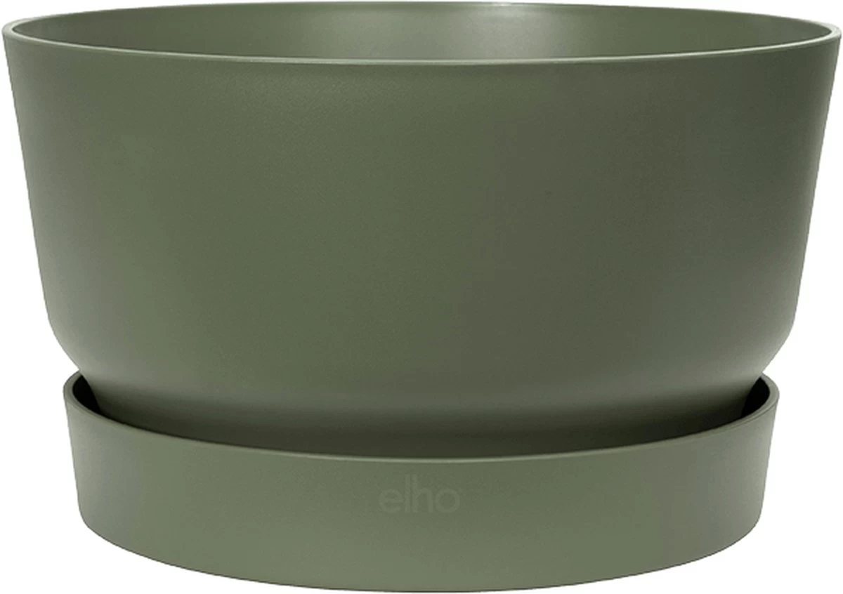 Elho Greenville Schaal 33 - Bloempot Voor Buiten - Ø 32.5 X H 19.4 Cm - Groen/Blad Groen 7 Elho Greenville Schaal 33 - Bloempot Voor Buiten - Ø 32.5 X H 19.4 Cm - Groen/Blad Groen - Afbeelding 7