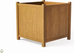 Houten Plantenbak Met Wieltjes 50x50 - Geolied Duurzaam FSC Acaciahout – Bloembak Buiten - Plantenbakken Buiten - Perfecthomeshop -Tuin En Buiten 1200x866