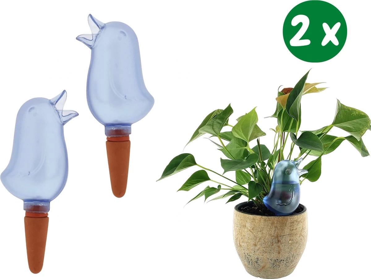 JS Drippy - Waterdruppelaars Set Van 2 Stuks - Druppelaar Vogel - Druppelsysteem Planten - Watergeefsysteem Kamerplanten - Waterbol - Blauw 1 JS Drippy - Waterdruppelaars Set Van 2 Stuks - Druppelaar Vogel - Druppelsysteem Planten - Watergeefsysteem Kamerplanten - Waterbol - Blauw