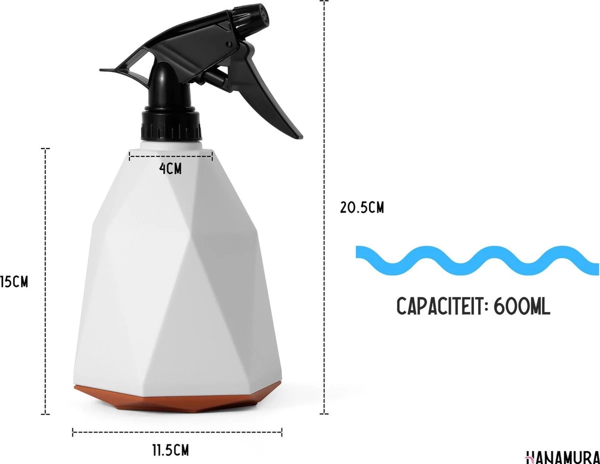 Hanamura Plantenspuit – Sprayflacon – Waterverstuiver – Wit – 600ml 2 Hanamura Plantenspuit – Sprayflacon – Waterverstuiver – Wit – 600ml - Afbeelding 2