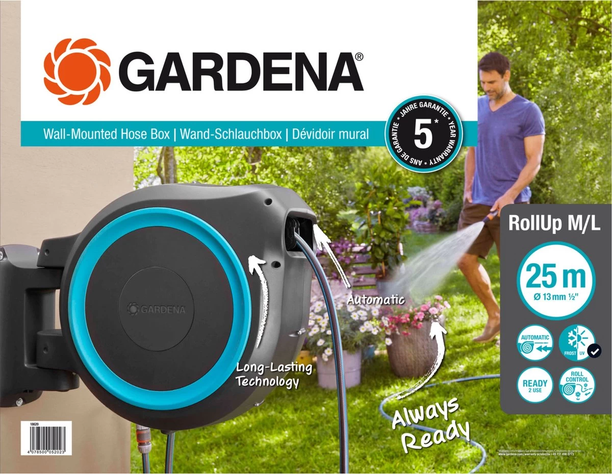 GARDENA - Wandslangenbox - RollUp XL - 35 Meter - Ø 13 Mm 6 GARDENA - Wandslangenbox - RollUp XL - 35 Meter - Ø 13 Mm - Afbeelding 6