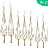 9 Stuks Jute Macrame Plantenhangers - Boho Handgeweven Katoen Hangpot Voor Binnen/Buiten - Hangende Bloempot Met Kralen - Macramé Touw/Koord Hangplant Houder - Bohemian Wandhanger Decoratie - Plant Hanger - Verticale Tuin Bloempothouder Planthanger