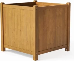 Houten Plantenbak Met Wieltjes 50x50 - Geolied Duurzaam FSC Acaciahout – Bloembak Buiten - Plantenbakken Buiten - Perfecthomeshop -Tuin En Buiten 1200x986