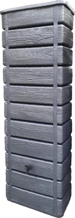 Regenton Muurtank, Grandval 300L, Antraciet Kunststof, Imitatiehout, Met Gootaansluitset Inbegrepen