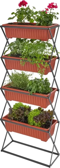 Tectake - Verticaal Plantenrek Met 4 Bakken - 403445 -Tuin En Buiten 432x1200