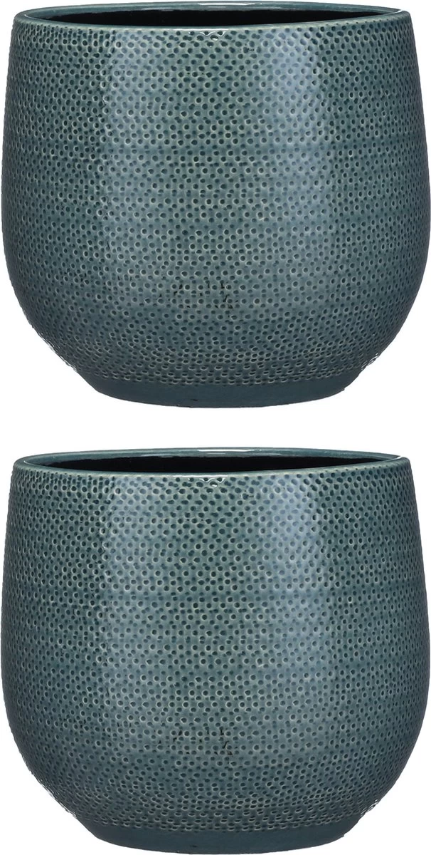 Mica Decorations Gabriel Bloempot - H20 X Ø25 Cm - Keramiek - Blauw 2 Mica Decorations Gabriel Bloempot - H20 X Ø25 Cm - Keramiek - Blauw - Afbeelding 2