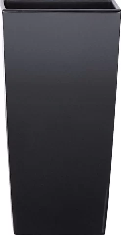 Prosperplast Kunststof Urbi Bloempot/plantenpot Met Binnenpot Antraciet 40 X 40 X 75 Cm - 37/91,5 Liter - Hoge Vierkante Bloempotten