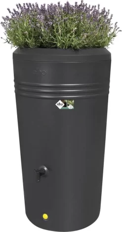 Elho Green Basics Regenton - Regenton - Living Black - Buiten - 200 Liter -Tuin En Buiten 635x1200