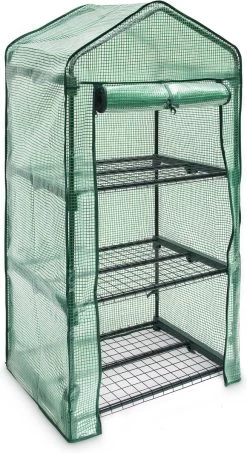 Relaxdays Kas Met Wielen - Tuinkas 3 Etages - Broeikas Kweekkas Tuin / Balkon 130 Cm Hoog - PE -Tuin En Buiten 655x1200
