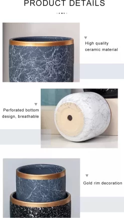 Bloempotten Binnen - Keramiek - Gouden Rand - Bloempot Buiten - Afvoergat 24 Cm - Wit Zwart – Groot 8 Bloempotten Binnen - Keramiek - Gouden Rand - Bloempot Buiten - Afvoergat 24 Cm - Wit Zwart – Groot -Tuin En Buiten 686x1200 1