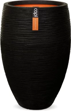 Capi Europe - Vaas Elegant Deluxe Rib NL - 45x72 - Zwart - Voor Binnen En Buiten - KBLR1138