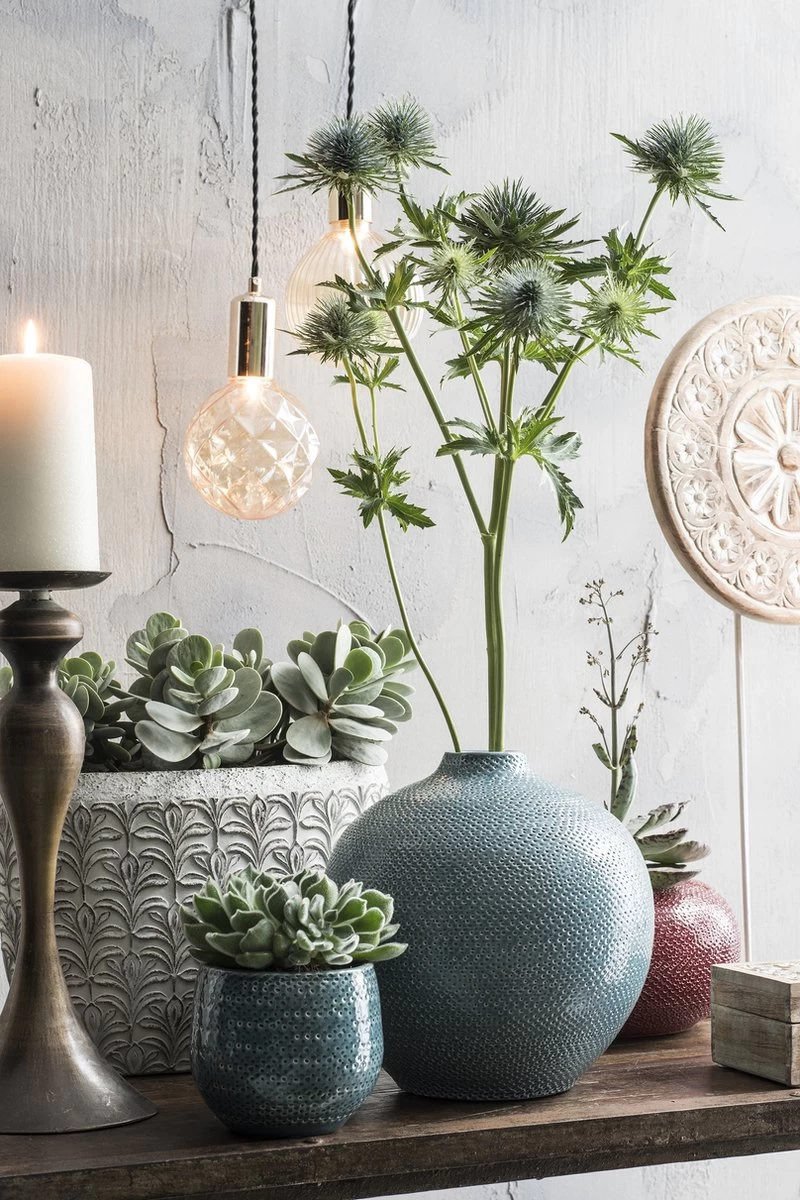 Mica Decorations Gabriel Bloempot - H20 X Ø25 Cm - Keramiek - Blauw 4 Mica Decorations Gabriel Bloempot - H20 X Ø25 Cm - Keramiek - Blauw - Afbeelding 4