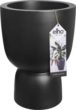 Elho Pure Coupe 35 - Bloempot Voor Binnen & Buiten - Ø 34.9 X H 49.0 Cm - Zwart/Zwart
