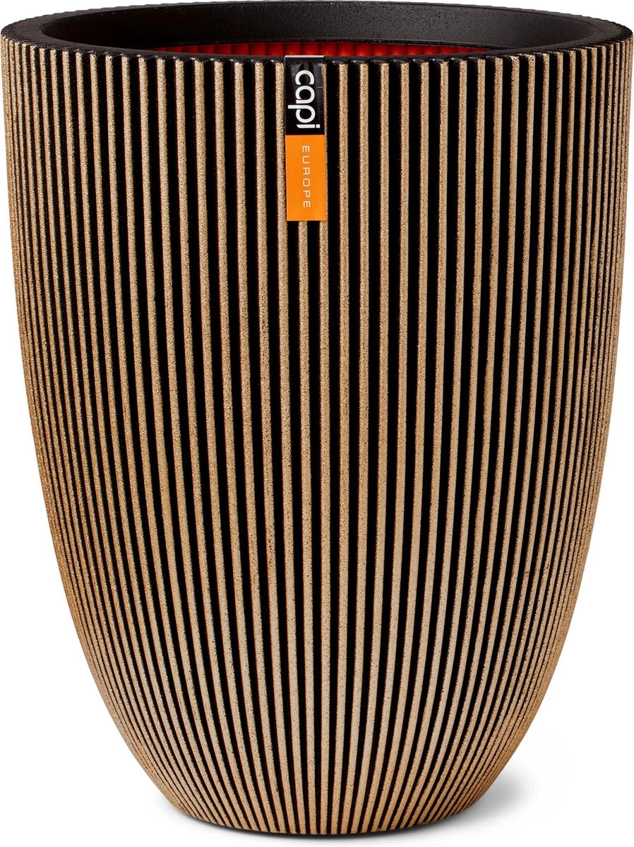 Capi Europe - Vaas Elegant Laag Groove NL - 34x46 - Goud - Voor Binnen En Buiten - KGVGB782 1 Capi Europe - Vaas Elegant Laag Groove NL - 34x46 - Goud - Voor Binnen En Buiten - KGVGB782