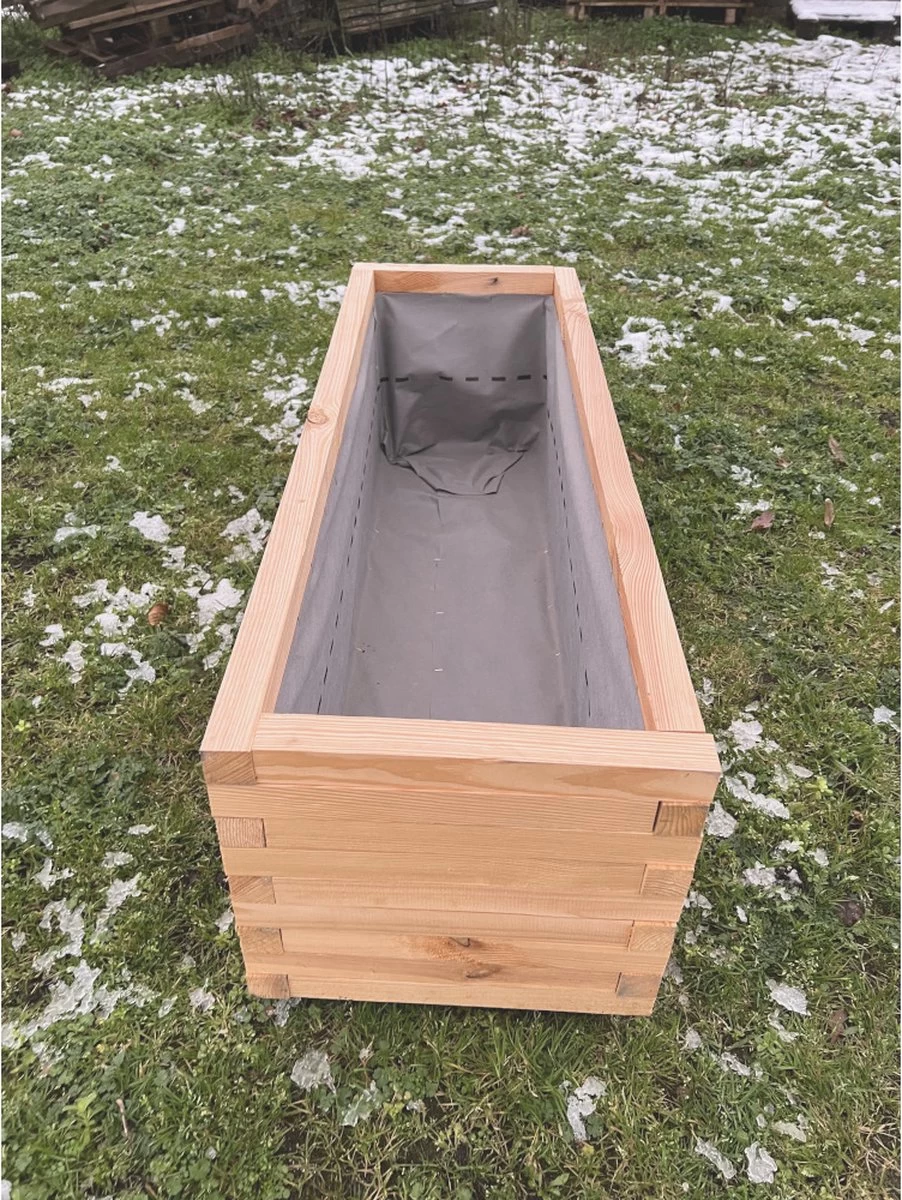 AMISHOUT - Plantenbak Van Balkjes 120x40x40 Cm - Natuural 3 AMISHOUT - Plantenbak Van Balkjes 120x40x40 Cm - Natuural - Afbeelding 3