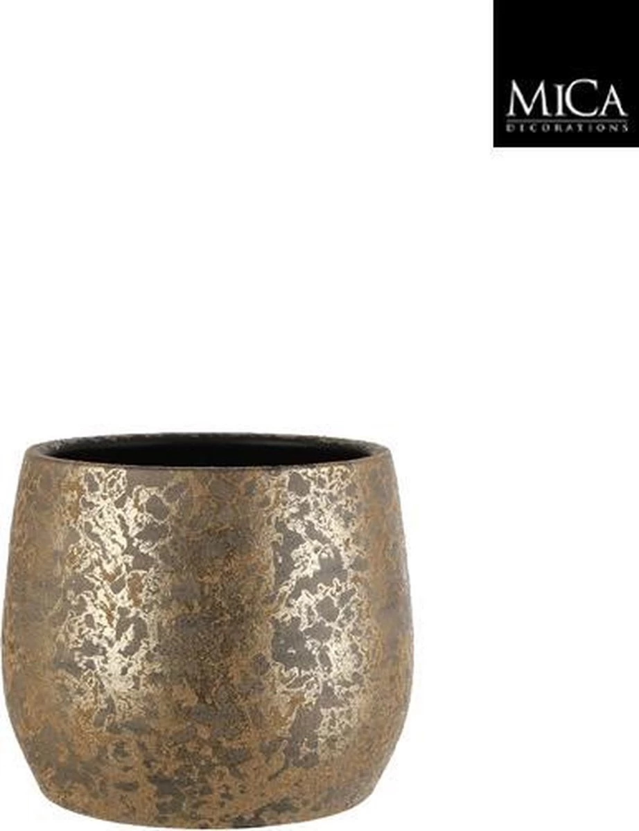 Mica Decorations Clemente Bloempot - H25,5 X Ø32 Cm - Terracotta - Goud 3 Mica Decorations Clemente Bloempot - H25,5 X Ø32 Cm - Terracotta - Goud - Afbeelding 3