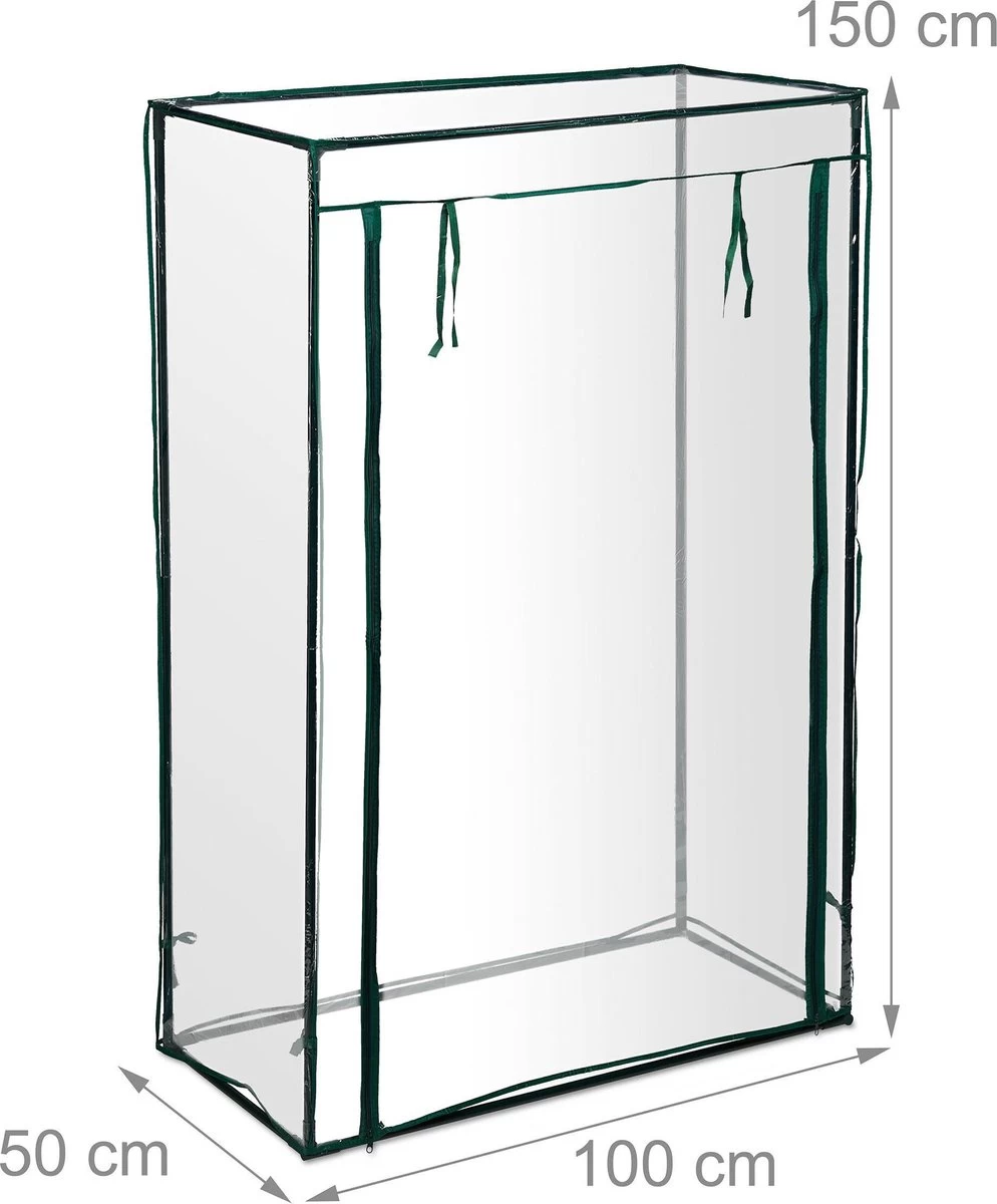 Relaxdays Tomatenkas 150x100x50 Cm - Tuinkas Tomaten - Foliekas - Serre - Kweekkas - PVC 5 Relaxdays Tomatenkas 150x100x50 Cm - Tuinkas Tomaten - Foliekas - Serre - Kweekkas - PVC - Afbeelding 5